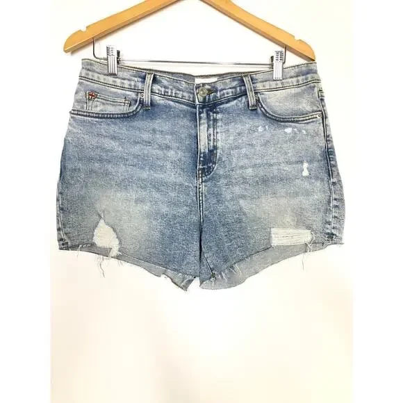 Hudson Gracie Alexandria Shorts Mid Rise Distressed Ripped Cutoff Denim NWOT 32